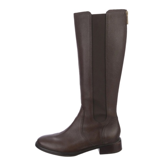 Tory Burch Dark Brown Leather Riding Boots Women’s 5 Kids 3 - Picture 1 of 10